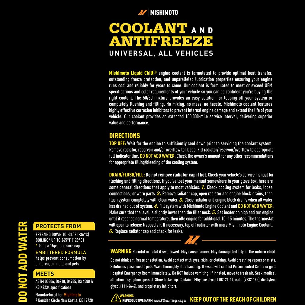 Mishimoto Liquid Chill® OE Coolant, Yellow, Universal, 1 Gallon - Image 4